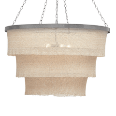 Nashua Coco Bead Oval Chandelier - Natural & Silver - Our Boat House