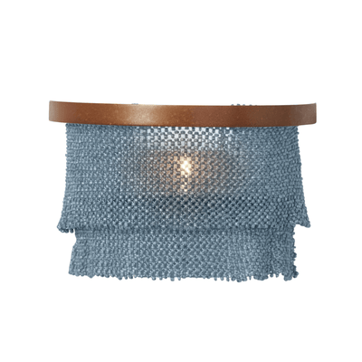 Nashua Coco Bead Sconce - Dusty Blue & Gold - Our Boat House