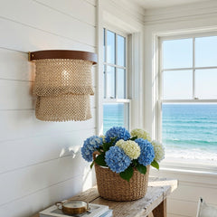 Nashua Coco Bead Sconce - Natural & Gold - Our Boat House