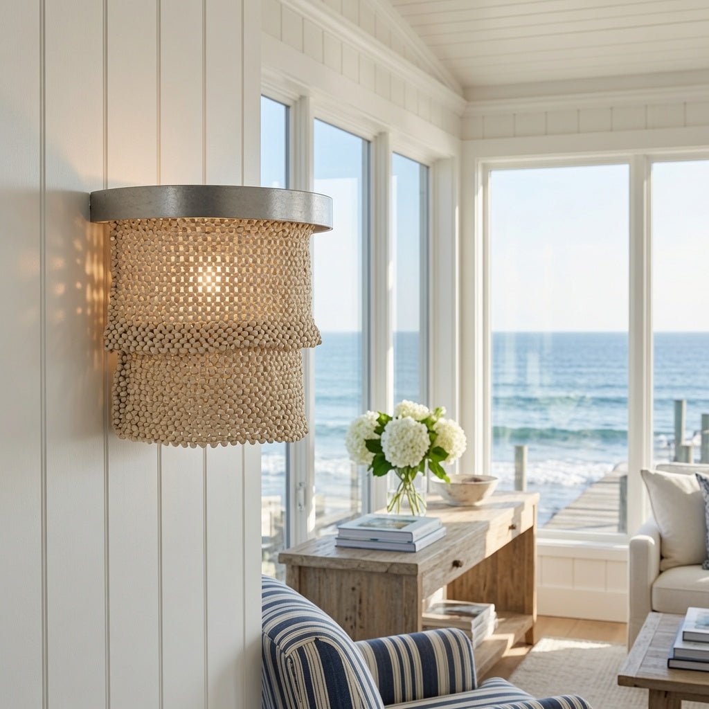 Nashua Coco Bead Sconce - Natural & Silver - Our Boat House
