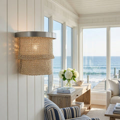 Nashua Coco Bead Sconce - Natural & Silver - Our Boat House