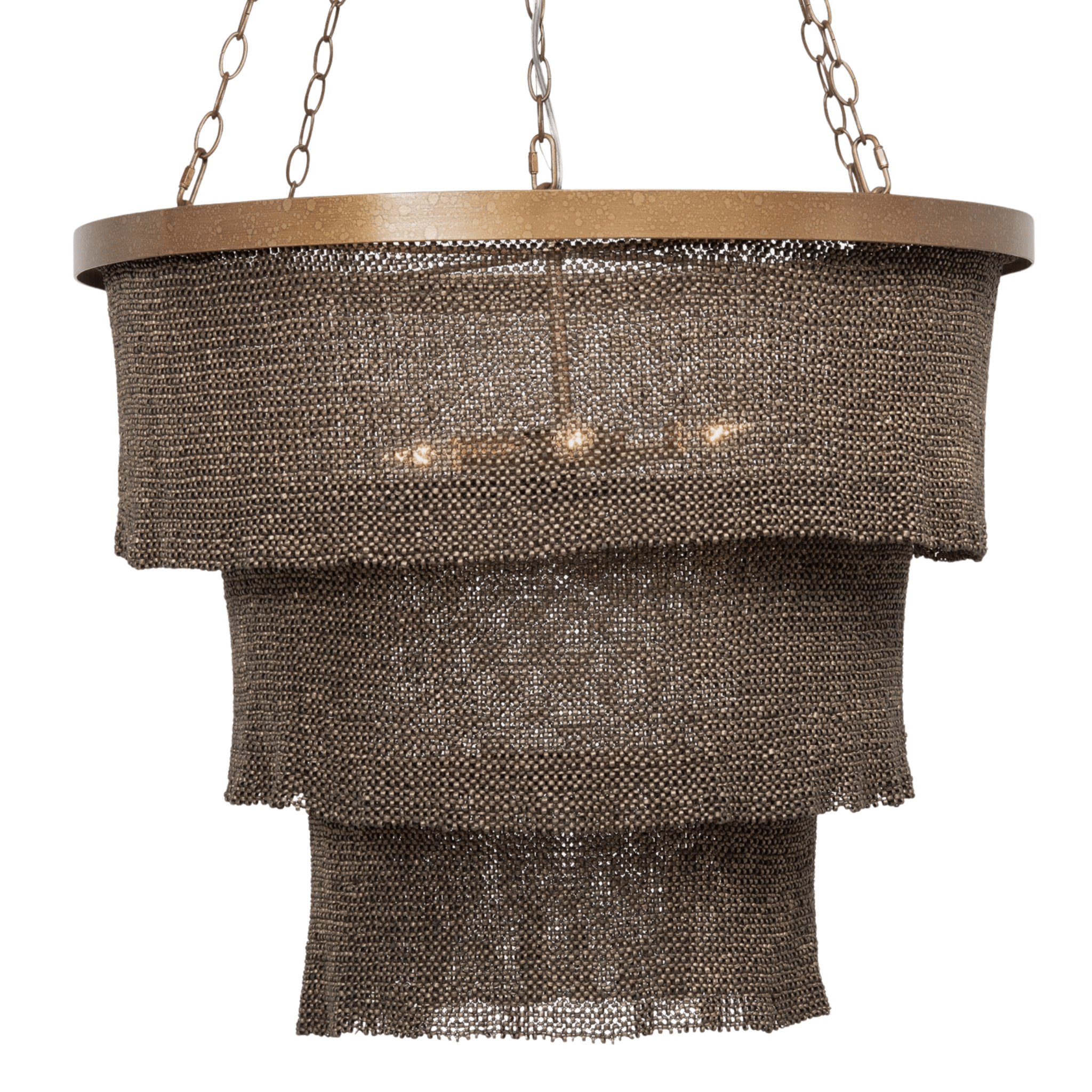 Nashua Coco Bead Three Tier Chandelier - Bronze & Gold - Our Boat House