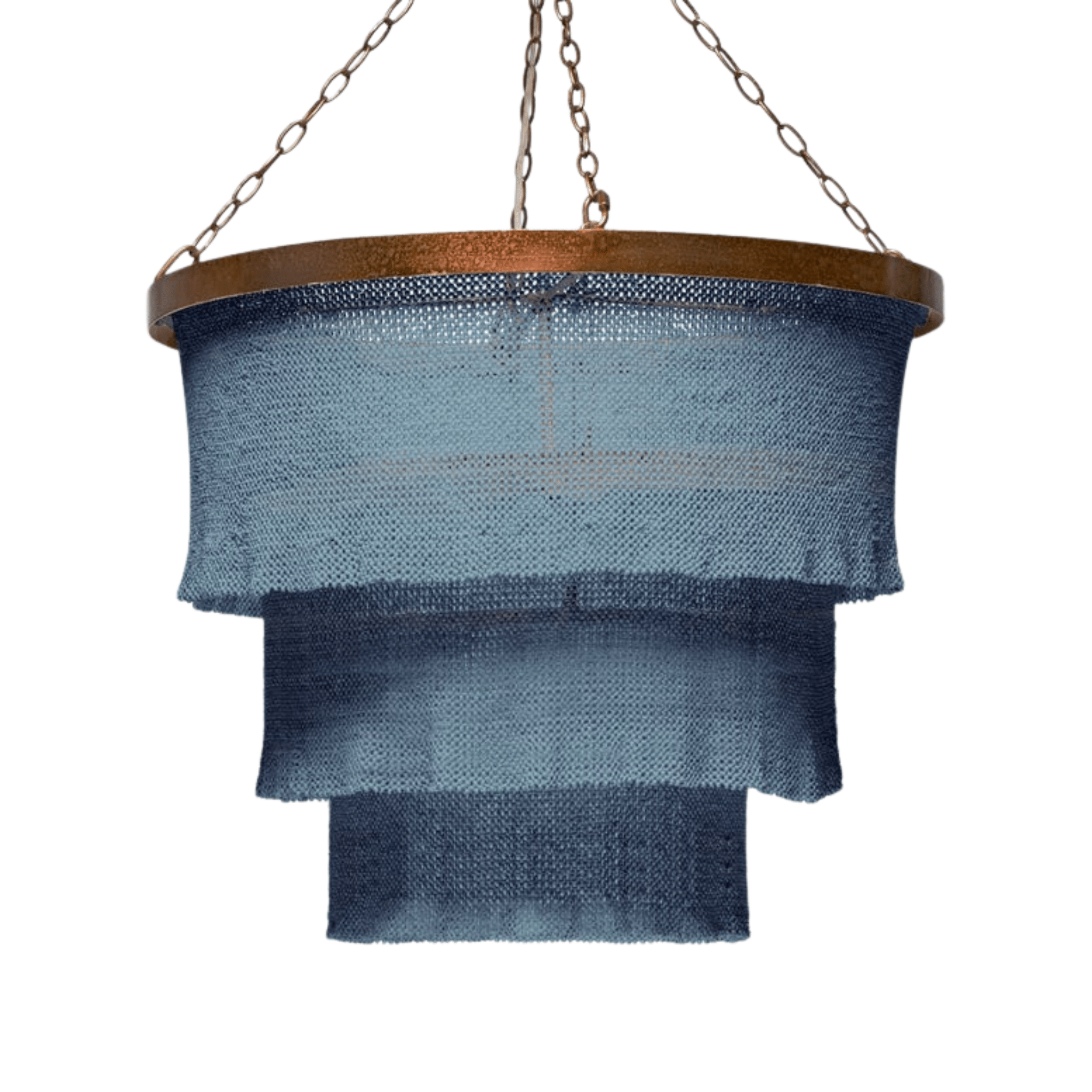 Nashua Coco Bead Three Tier Chandelier - Dusty Blue & Gold - Our Boat House