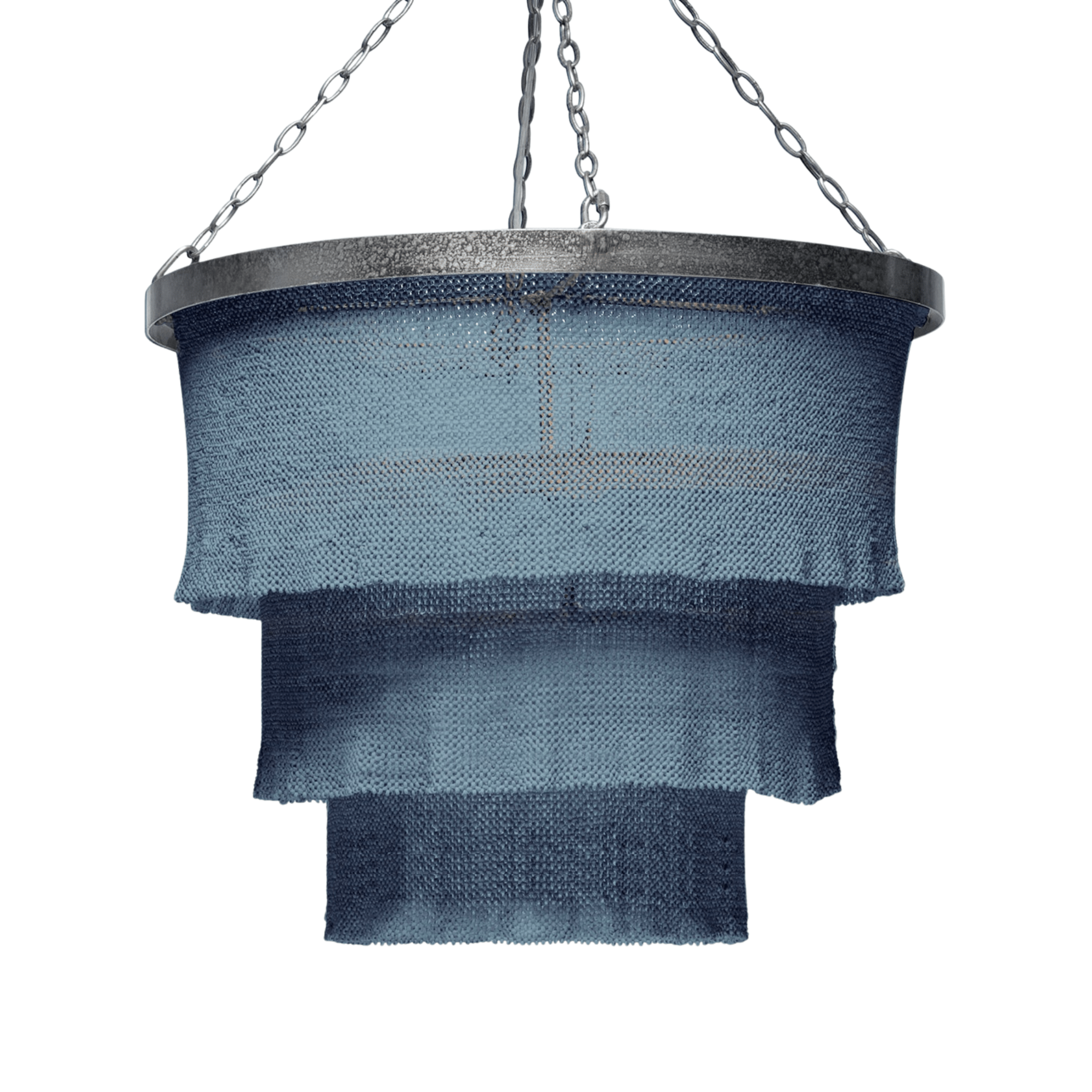 Nashua Coco Bead Three Tier Chandelier - Dusty Blue & Silver - Our Boat House