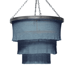 Nashua Coco Bead Three Tier Chandelier - Dusty Blue & Silver - Our Boat House