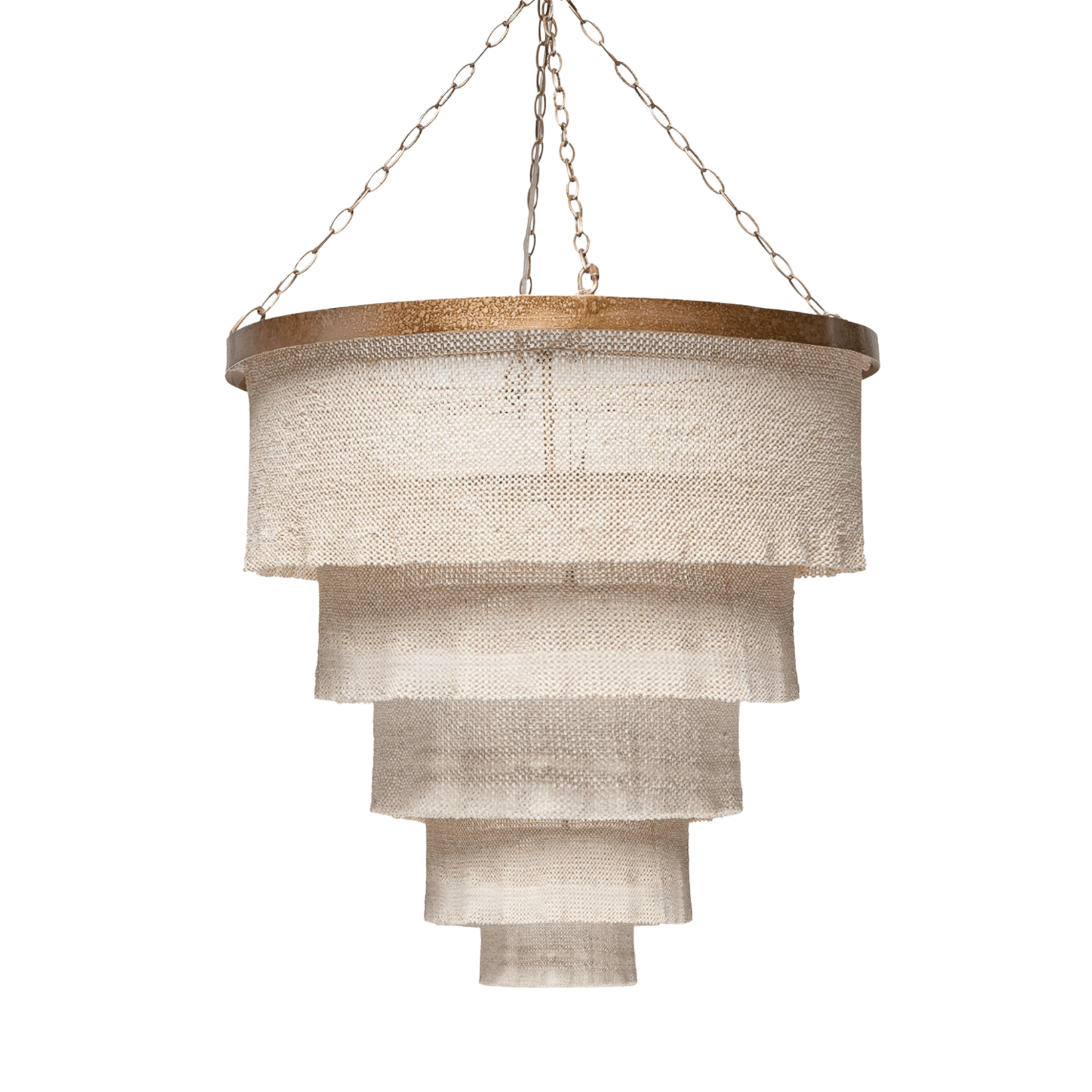 Nashua Coco Bead Three Tier Chandelier - Natural & Gold - Our Boat House