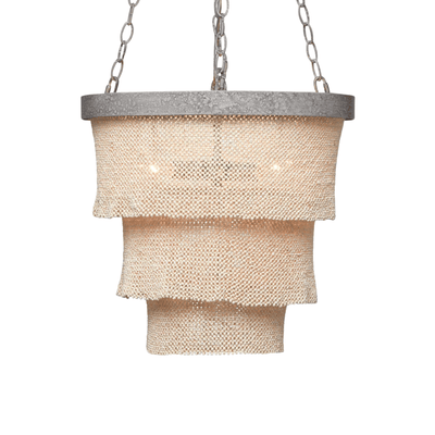 Nashua Coco Bead Three Tier Chandelier - Natural & Silver - Our Boat House