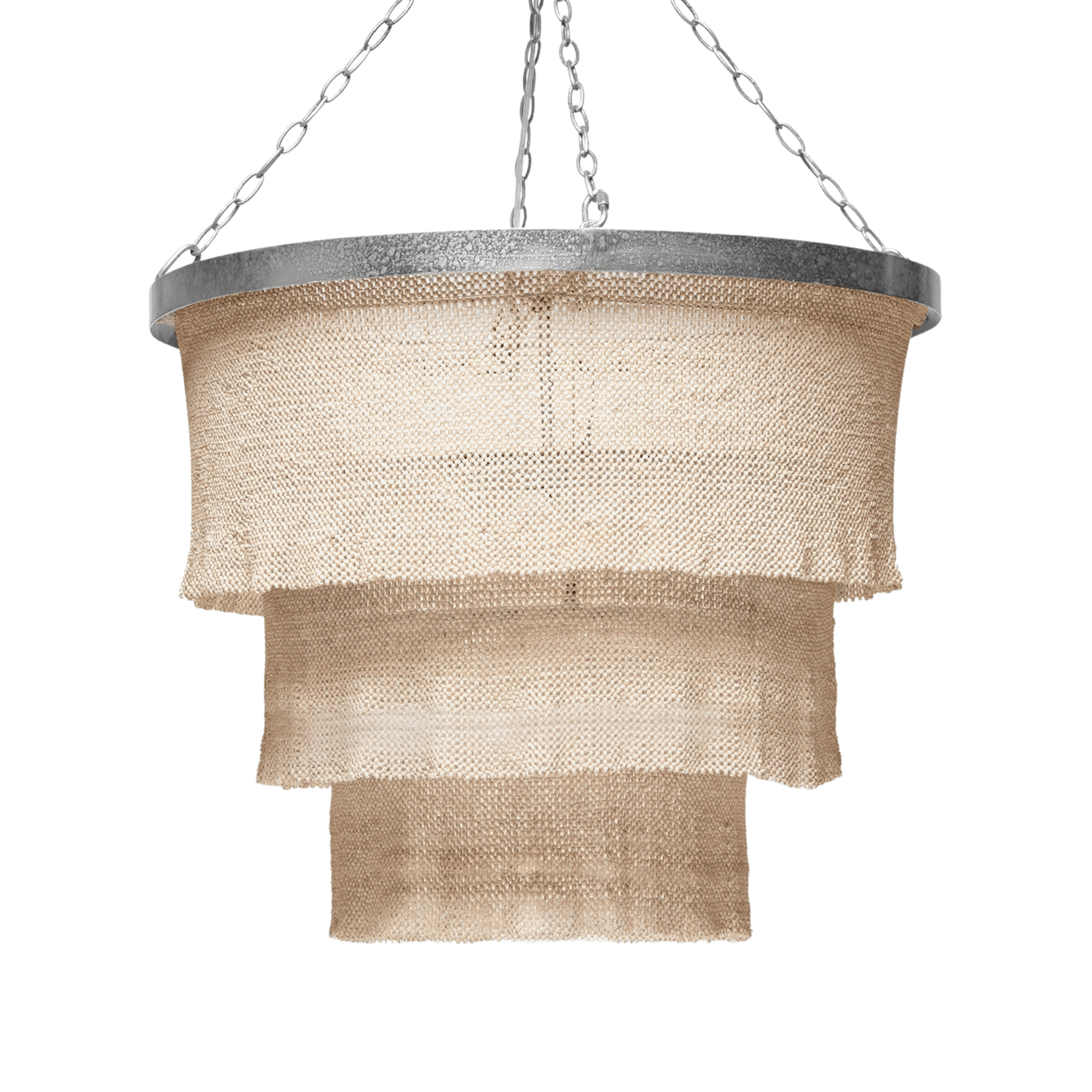 Nashua Coco Bead Three Tier Chandelier - Natural & Silver - Our Boat House