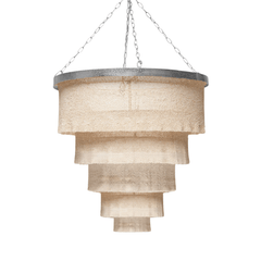 Nashua Coco Bead Three Tier Chandelier - Natural & Silver - Our Boat House