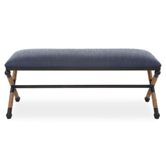 Naxos Iron & Rope Navy Bench - Large - Our Boat House
