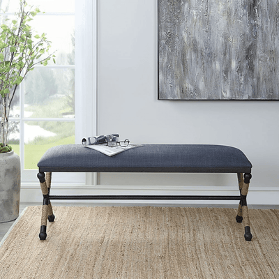Naxos Iron & Rope Navy Bench - Large - Our Boat House