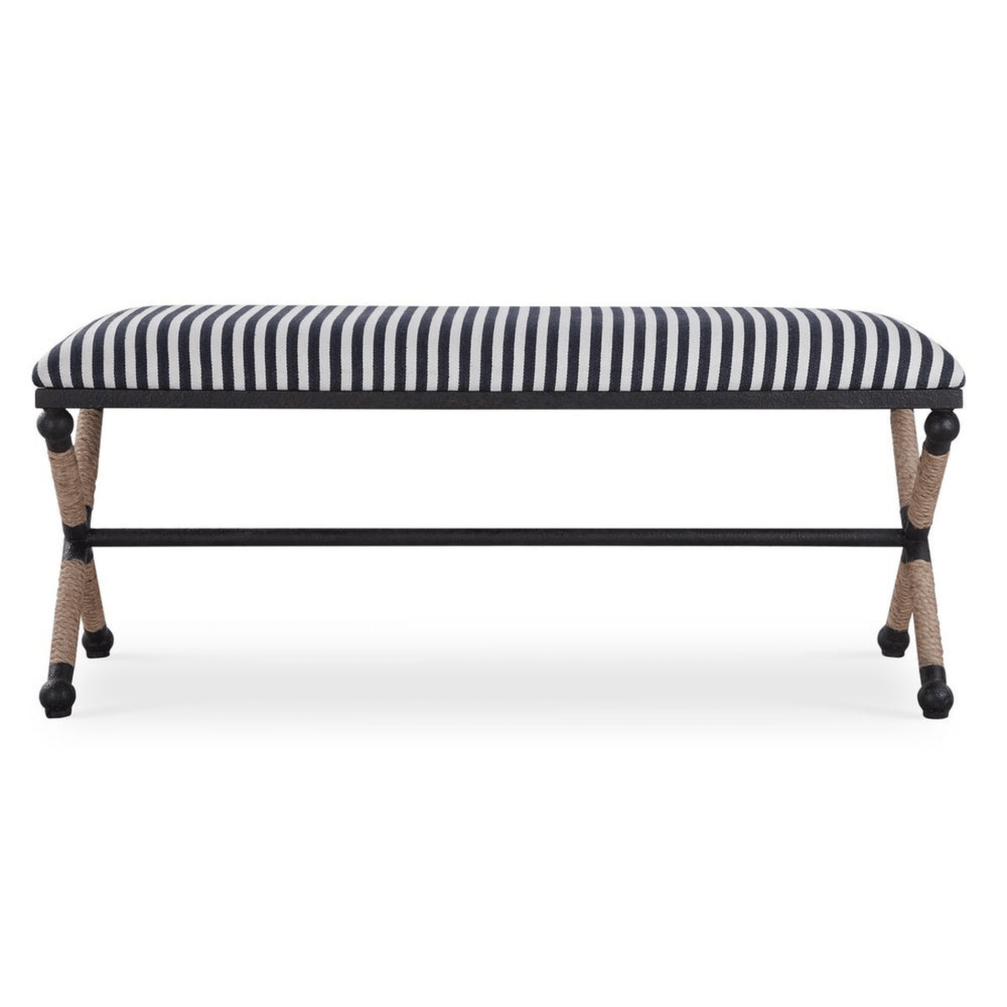 Naxos Iron & Rope Striped Bench - Large - Our Boat House