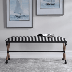 Naxos Iron & Rope Striped Bench - Large - Our Boat House