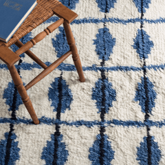 Noma Handwoven Wool Rug - Blue & Ivory - Our Boat House