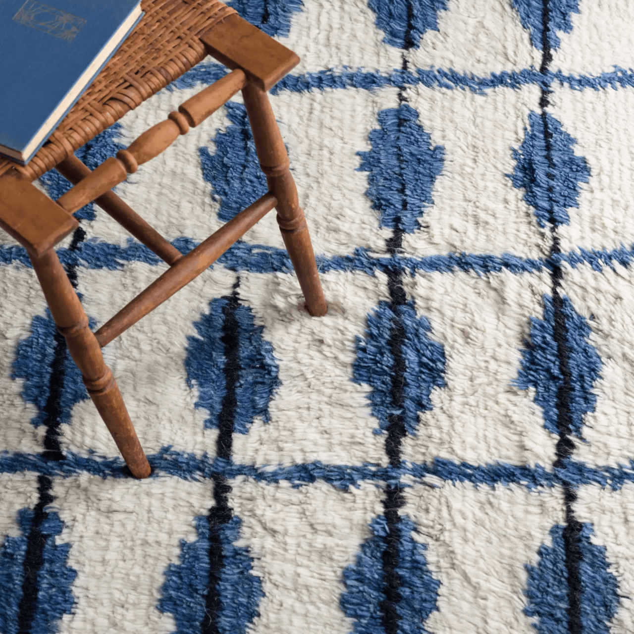 Noma Handwoven Wool Rug - Blue & Ivory - Our Boat House