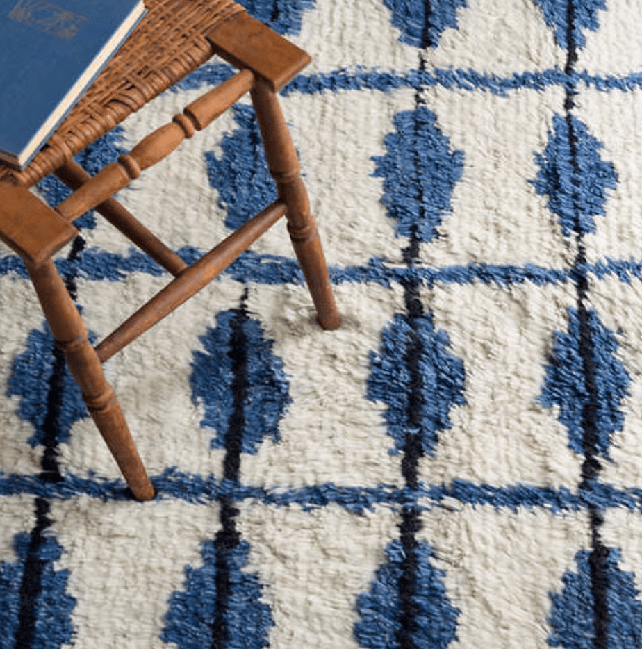 Noma Indigo Wool Rug – Plush Coastal Geometry – Our Boat House