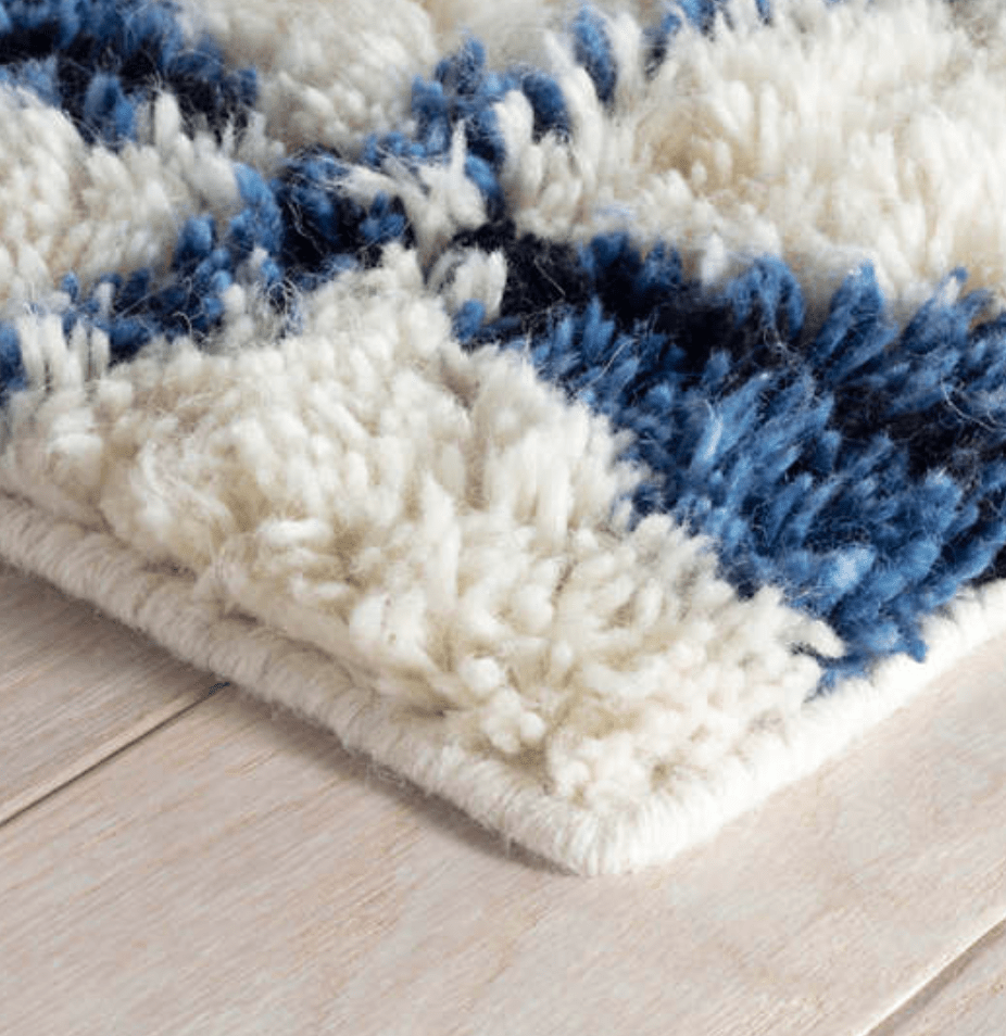 Noma Indigo Wool Rug – Plush Coastal Geometry – Our Boat House