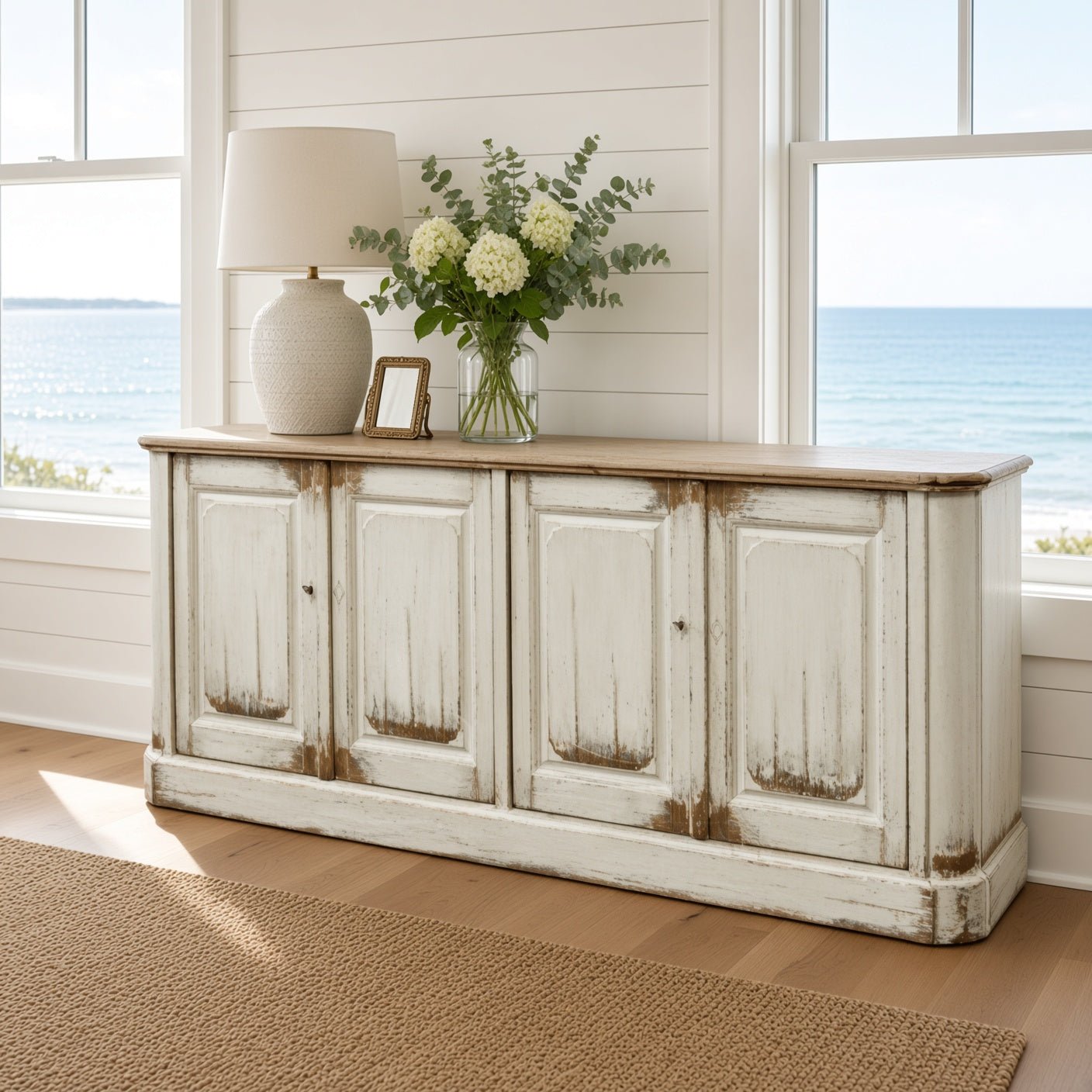 North Harwich Sideboard in Distressed White - Two Sizes - Our Boat House
