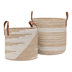 Olinda Natural/White Basket Set - Our Boat House