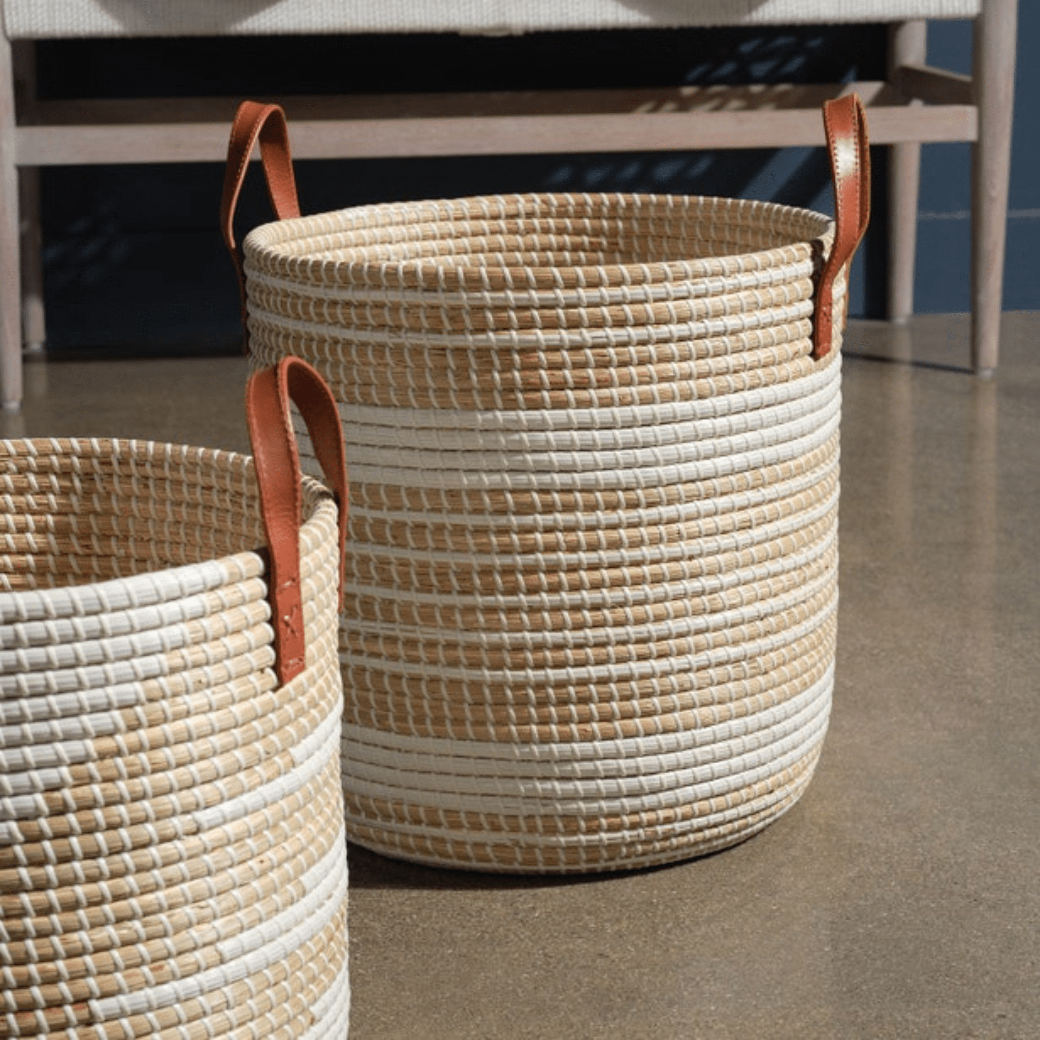 Olinda Natural/White Basket Set - Our Boat House