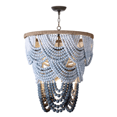 Ombre Wood Bead Chandelier - Our Boat House