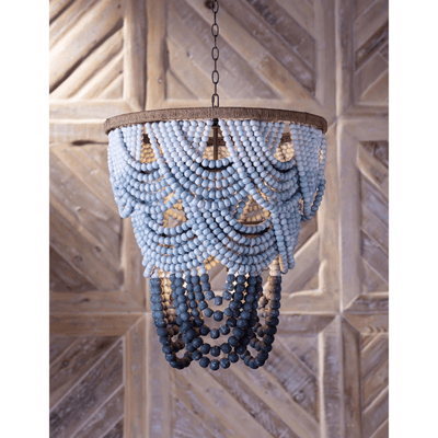Ombre Wood Bead Chandelier - Our Boat House