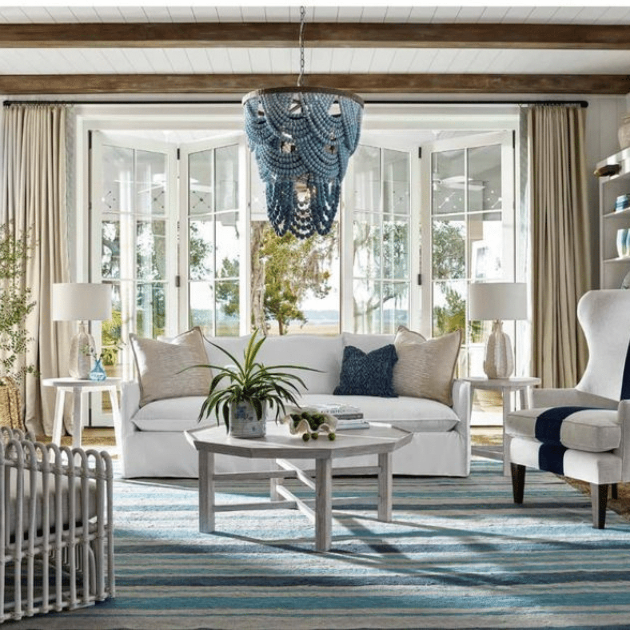 Ombre Wood Bead Chandelier - Our Boat House