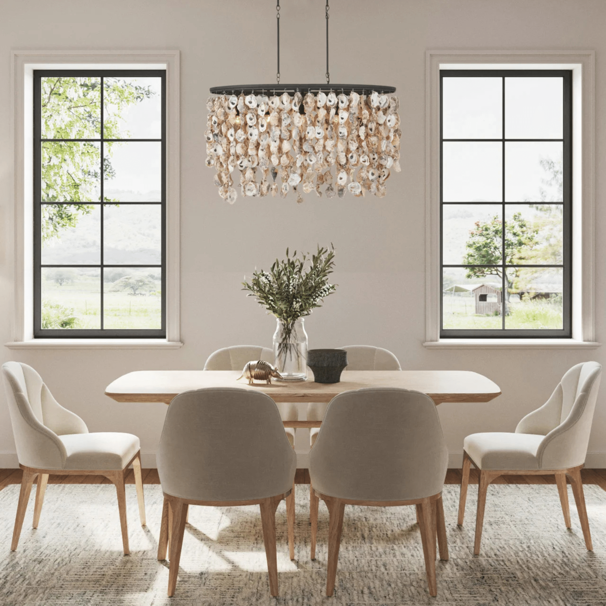 Oyster Shell Oval Chandelier - Our Boat House