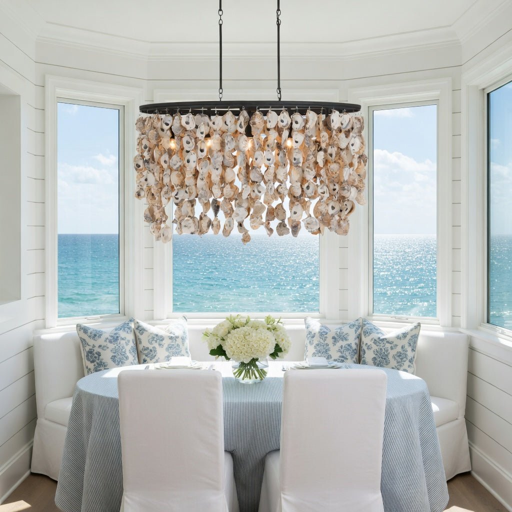 Oyster Shell Oval Chandelier - Our Boat House