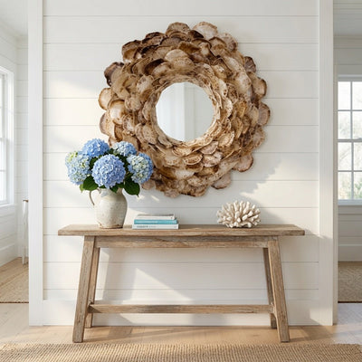 Oyster Shell Petal Round Mirror - Finish Options - Our Boat House