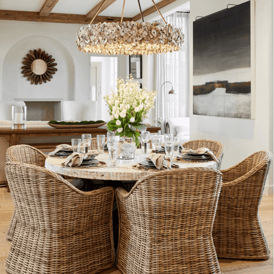 Oyster Shell Round Halo Chandelier - Our Boat House