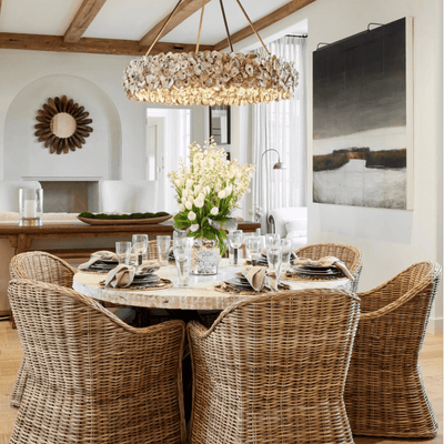 Oyster Shell Round Halo Chandelier - Our Boat House