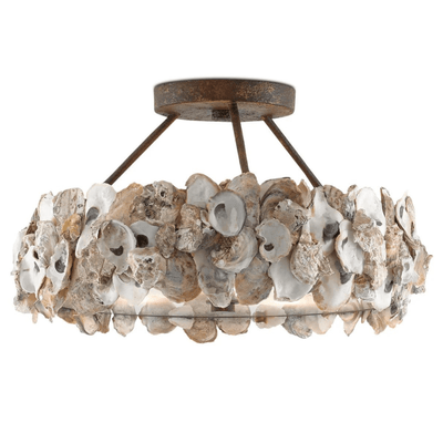 Oyster Shell Semi - Flush Chandelier - Our Boat House