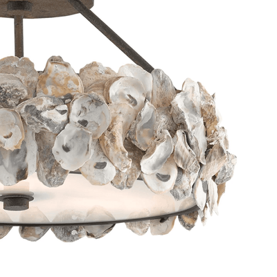 Oyster Shell Semi - Flush Chandelier - Our Boat House