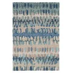 Paint Chip Micro Hooked Wool Rug - Blue - Our Boat House