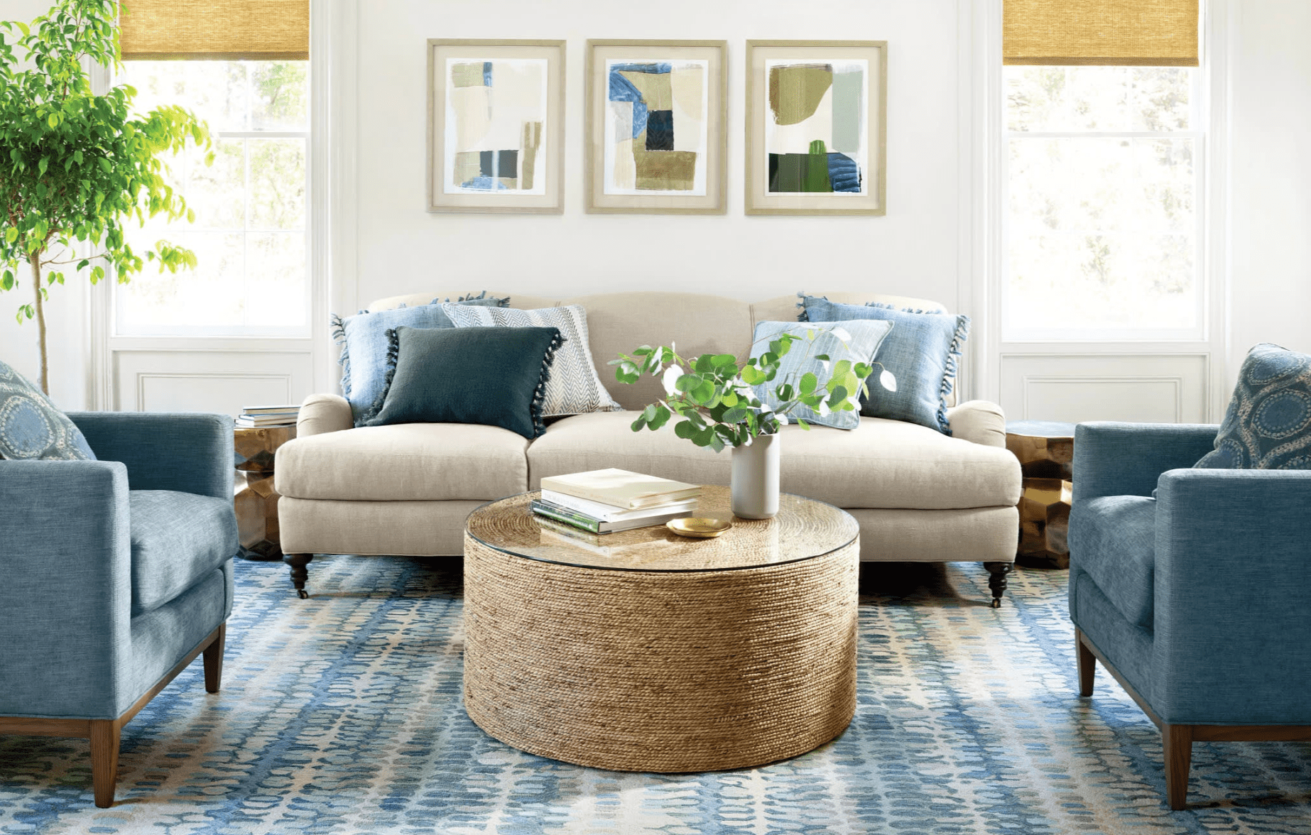 Paint Chip Micro Hooked Wool Rug - Blue - Our Boat House