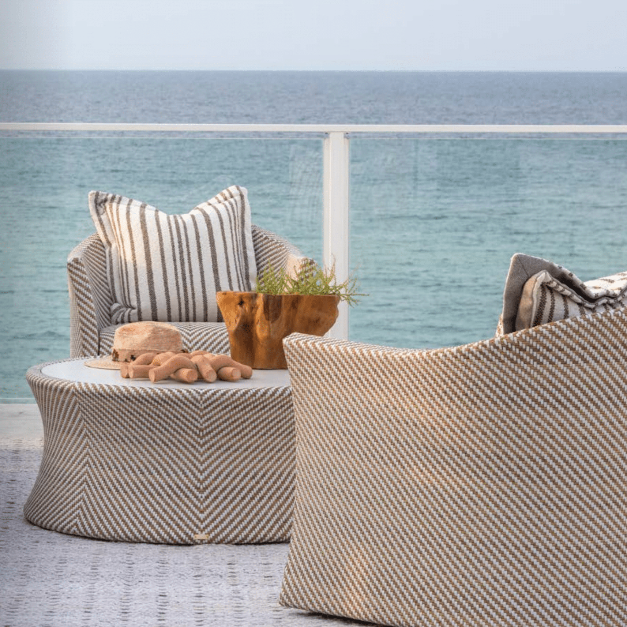 Palm Beach Outdoor Coffee Table - Natural & White - Our Boat House