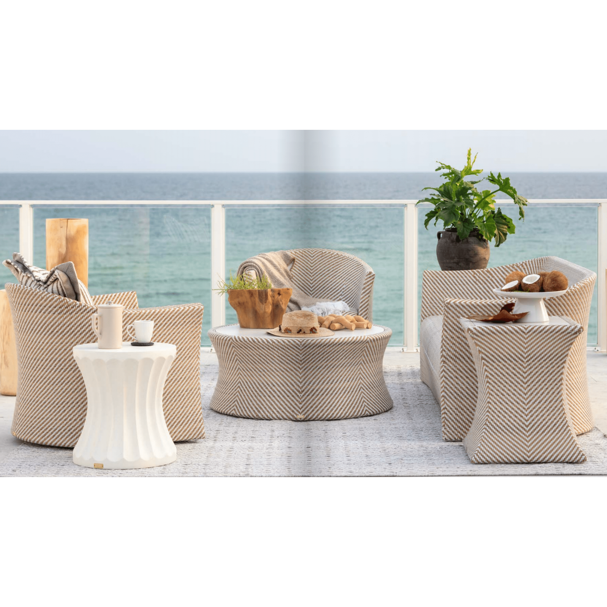 Palm Beach Outdoor Sofa - Natural & White - Our Boat House
