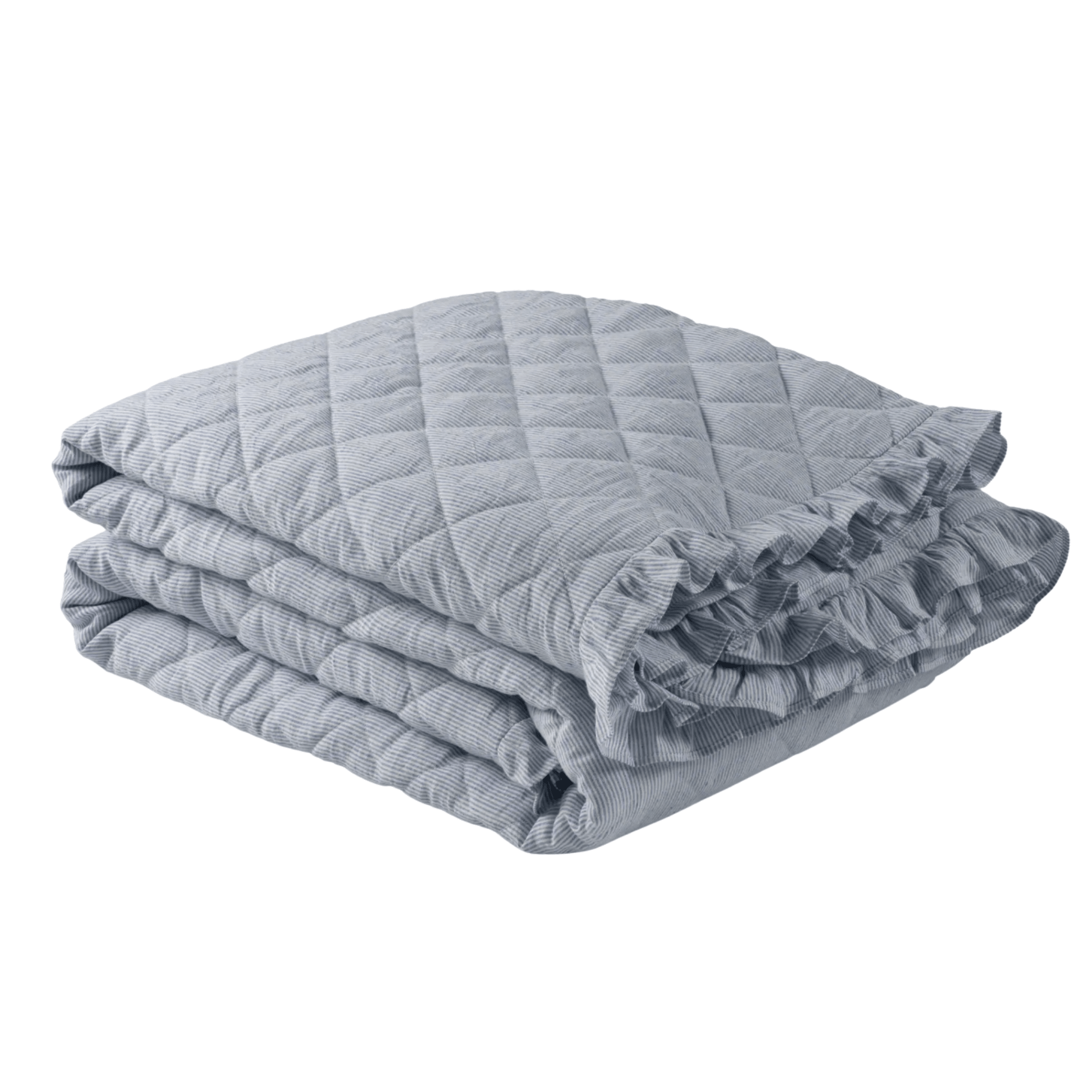 Parris Stripe Linen Quilt - French Blue - Our Boat House