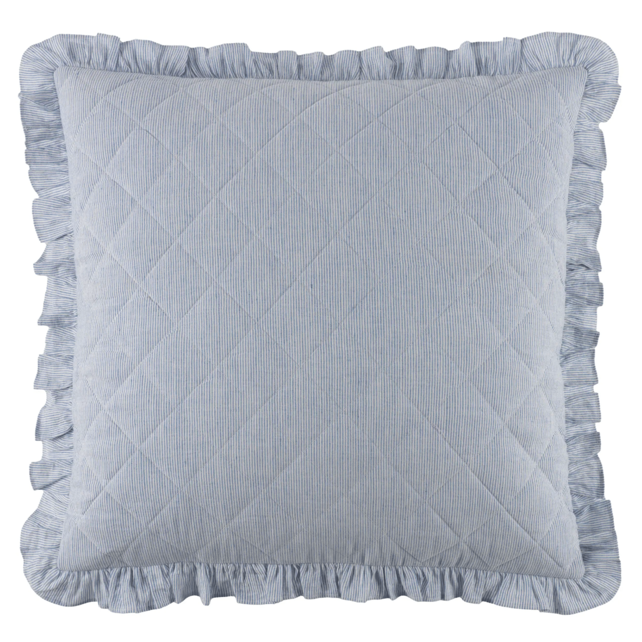 Parris Stripe Linen Quilted Sham - French Blue - Our Boat House