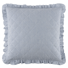 Parris Stripe Linen Quilted Sham - French Blue - Our Boat House