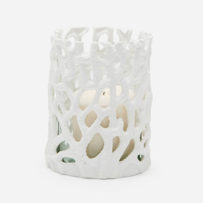 Perth White Porcelain Hurricane - Set of Two - Our Boat House