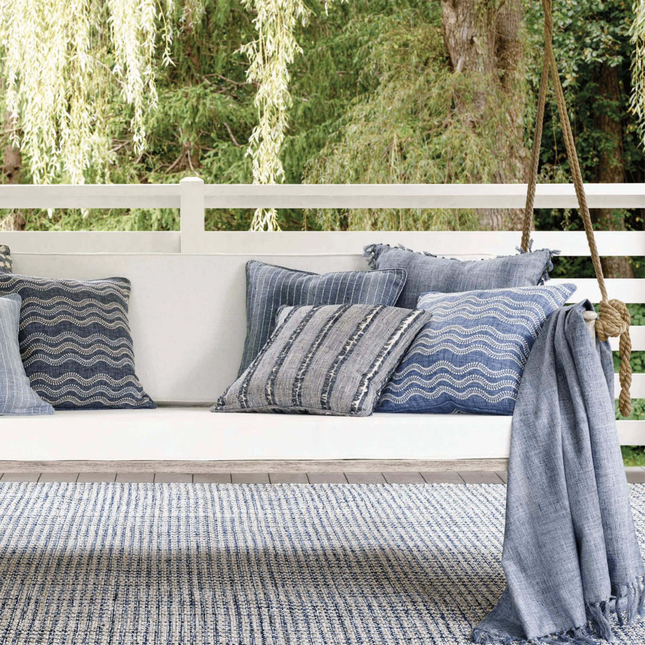 Phoenix Indoor/Outdoor Decorative Pillow Cover - Indigo - Our Boat House