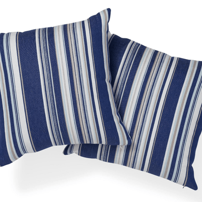 Pinnacle Bay Striped Blue Pillow - Two Sizes - Our Boat House