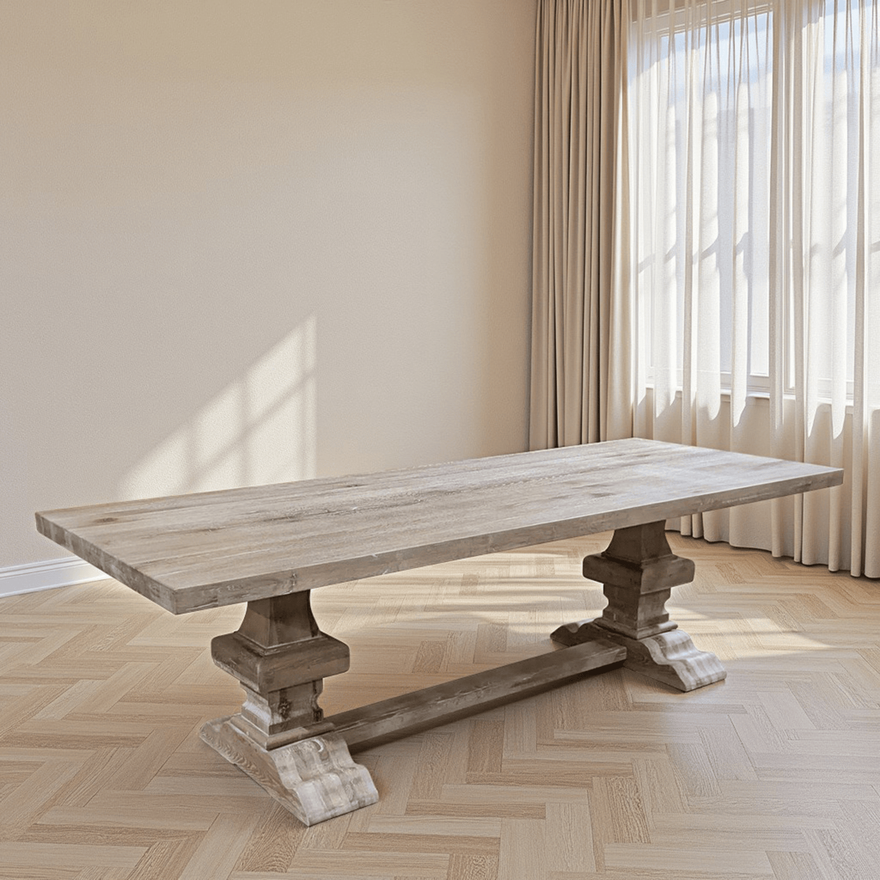 Point Harbor Grey Wash Long Dining Table - coastal inspired home furnishing