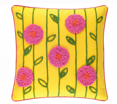 Poppy Yellow Embroidered Pillow