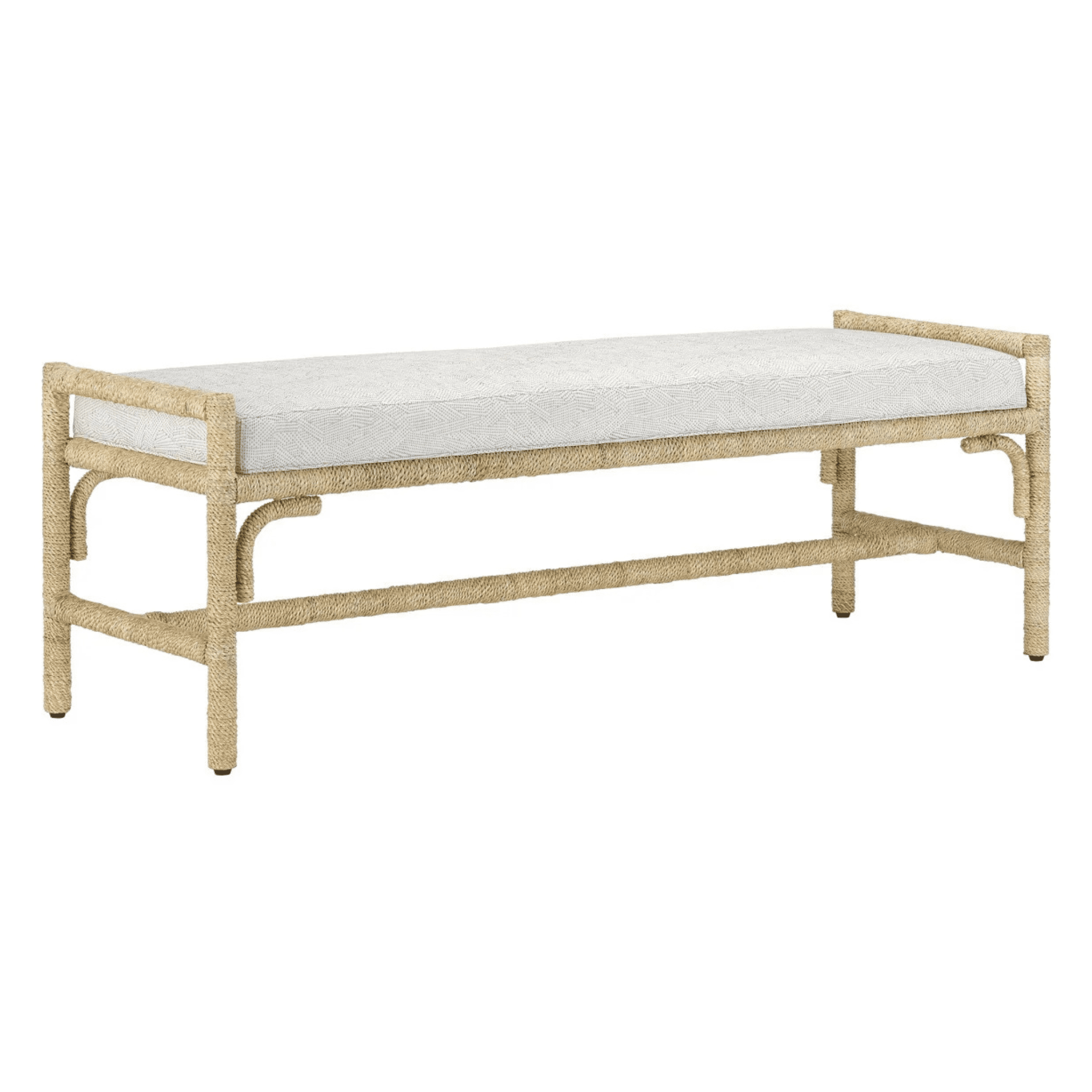 Portofino Abaca Rope Bench w/White Muslin - Our Boat House
