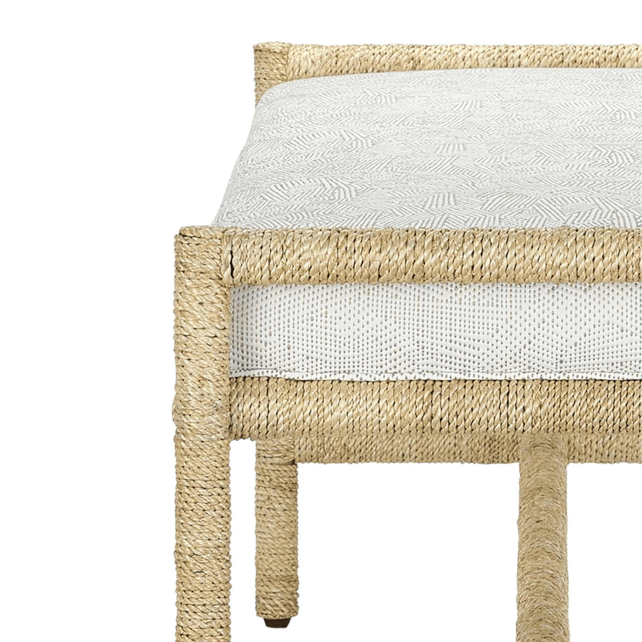 Portofino Abaca Rope Bench w/White Muslin - coastal inspired home furnishing