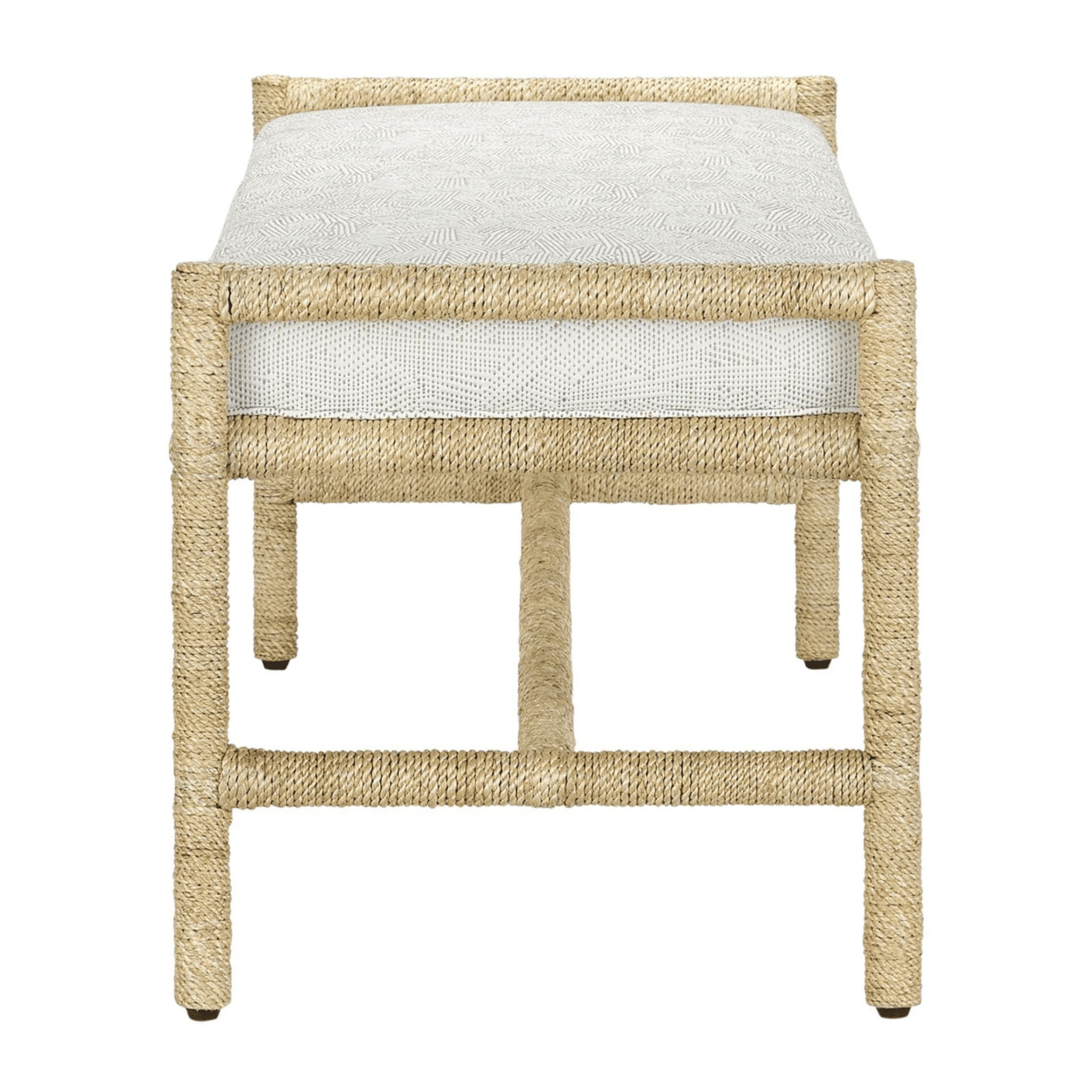 Portofino Abaca Rope Bench w/White Muslin - Our Boat House