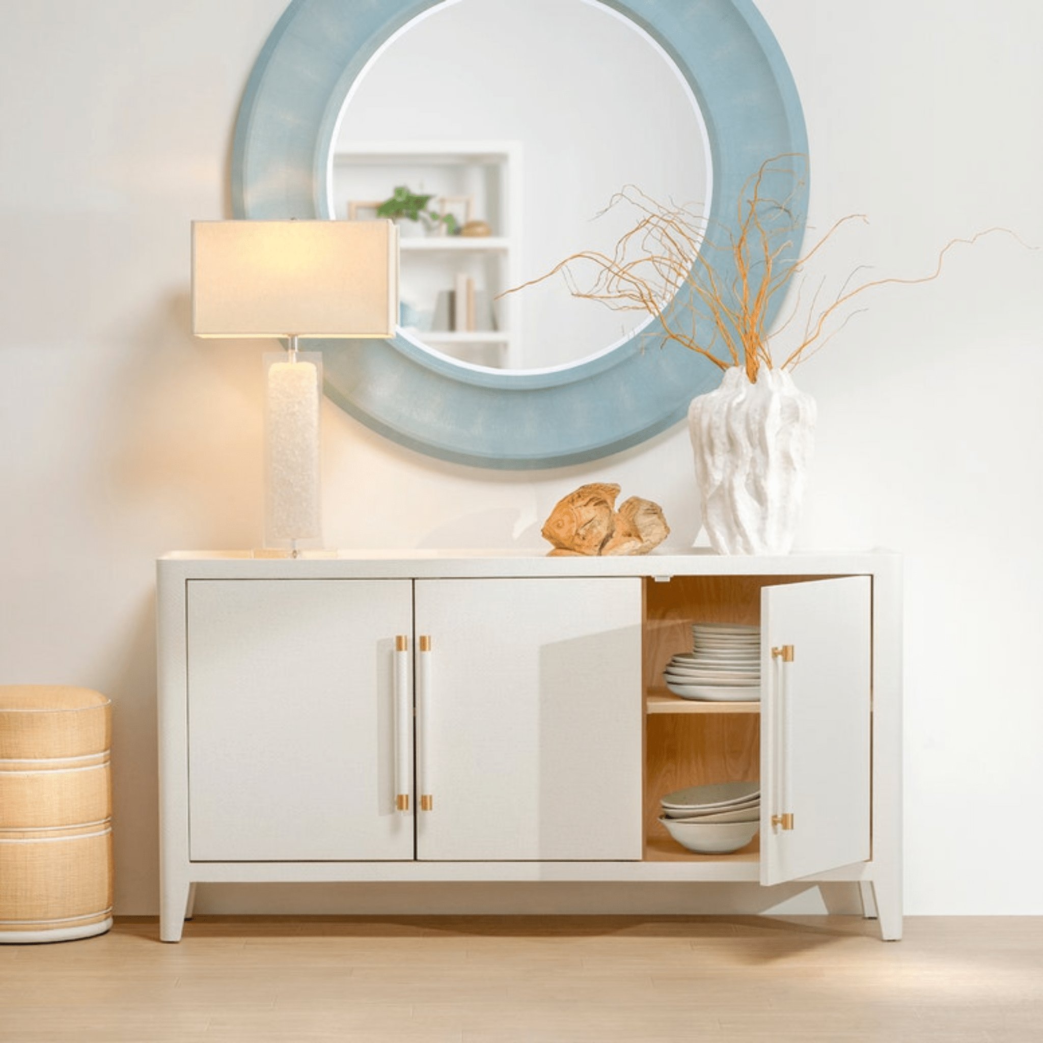 Quincy Raffia Stool - Two Colors - Our Boat House